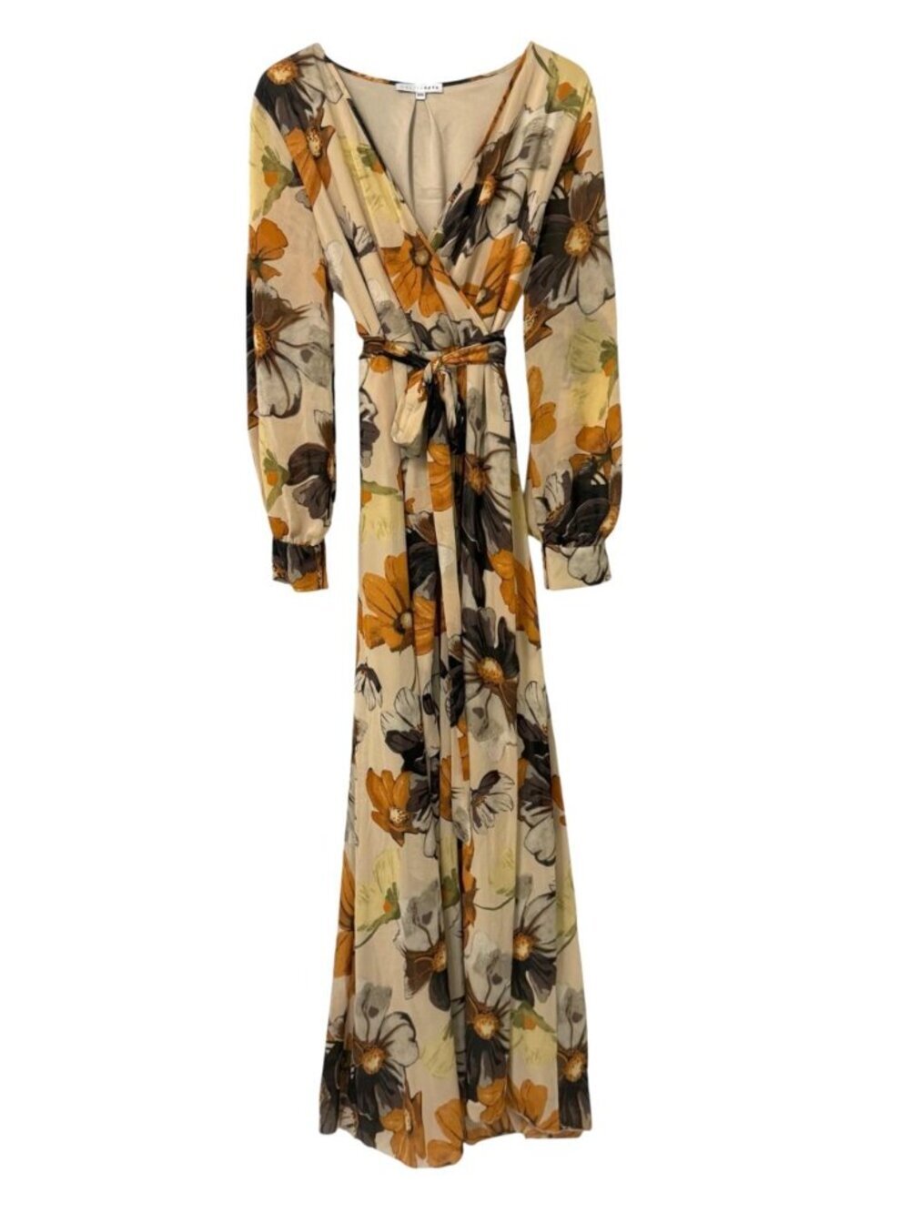 Baltic Born Womens Lydia Maxi Dress Warm Camel Floral Print Belted EUC Size XXXL - Picture 11 of 11